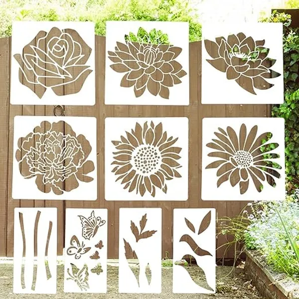 White_Large_Flower_Painting_Stencils_Sunflower_Daisy_Rose_Butterfly_Templates_Diy_And_Craft