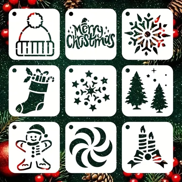 White_Christmas_Stencil_Templates_Plastic_Cut_Out_Designs_General