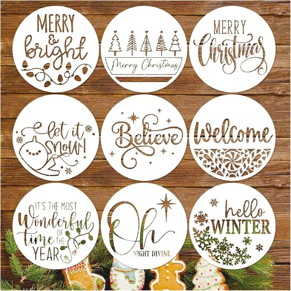 White_Style_Christmas_Stencils_Cm_Round_Reusable_Painting_Templates_Diy_And_Craft