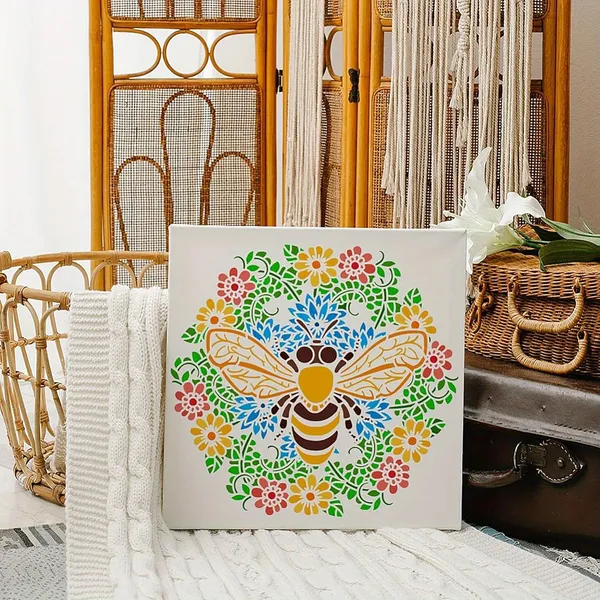 White_Bee_Stencil_Out_Reusable_Plastic_Painting_Template_Diy_And_Craft