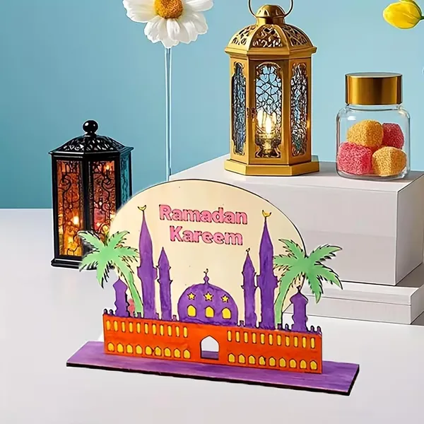 Beige_Mosque_Shape_Diy_Ramadan_Pine_Wood_Table_Base_Diy_And_Craft