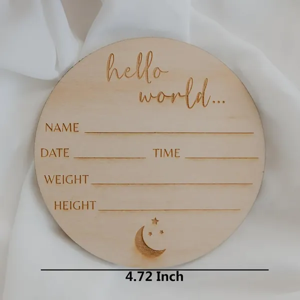 Beige_Baby_Birth_Announcement_Plaques_Engraved_Wooden_Hello_World_Baby_Discs_Baby