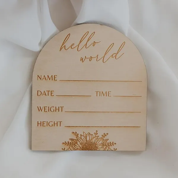 Beige_Baby_Birth_Announcement_Plaques_Engraved_Wooden_Hello_World_Baby_Discs_Baby