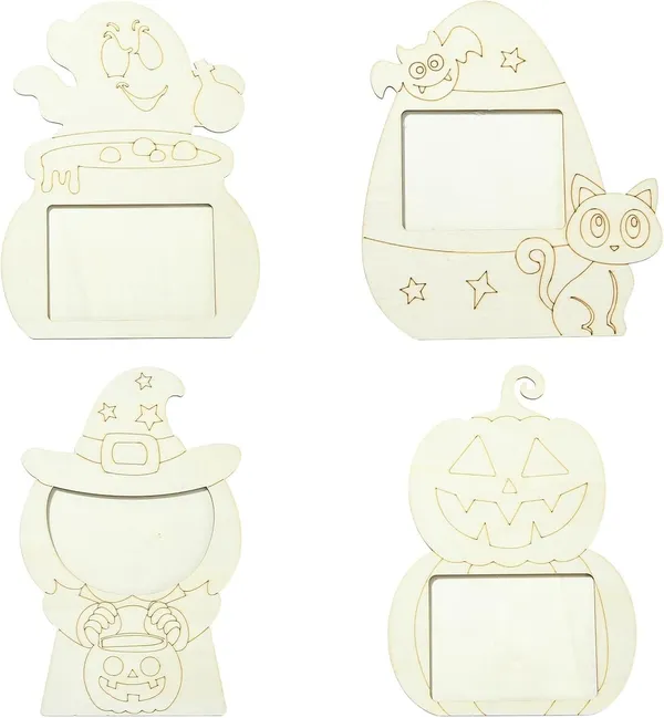 Beige_Wooden_Halloween_Photo_Frames_Unfinished_Designs_Including_Cat_Diy_And_Craft