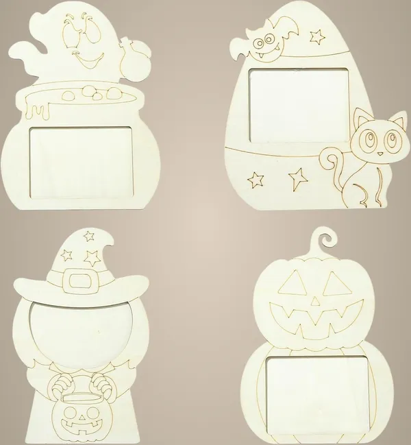 Beige_Wooden_Halloween_Photo_Frames_Unfinished_Designs_Including_Cat_Diy_And_Craft
