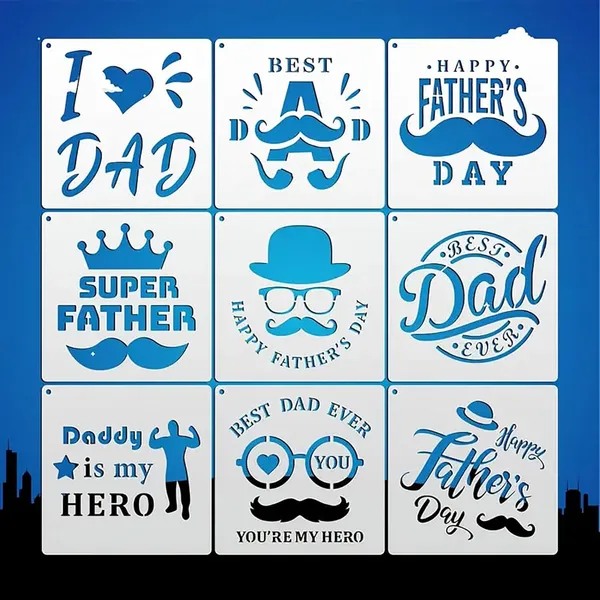 White_Reusable_Father_S_Day_Stencils_Large_Painting_Templates_Pet_Diy_And_Craft