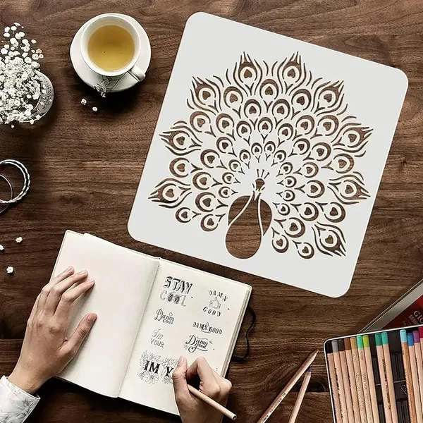 White_Peacock_Stencil_Reusable_Plastic_Painting_Template_Diy_And_Craft