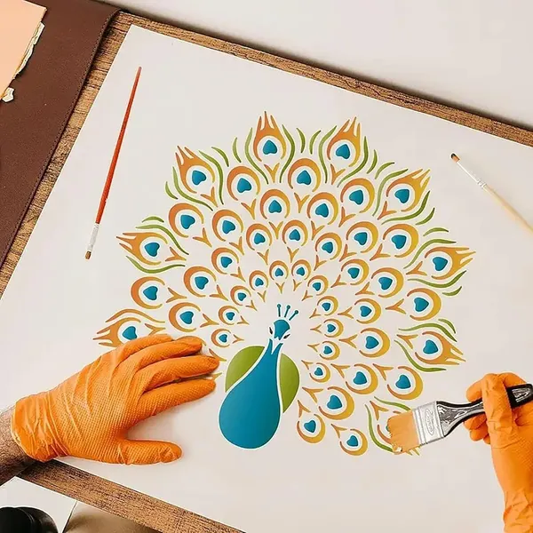 White_Peacock_Stencil_Reusable_Plastic_Painting_Template_Diy_And_Craft