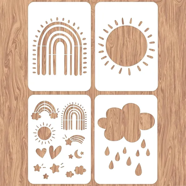 White_Pcs_Rainbow_Sun_Wall_Stencils_Diy_And_Craft
