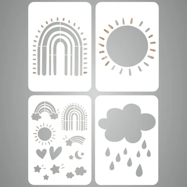 White_Pcs_Rainbow_Sun_Wall_Stencils_Diy_And_Craft