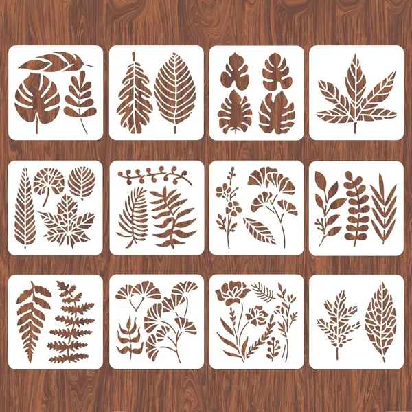 White_Leaf_Wall_Stencils_Reusable_Plant_Pattern_Painting_Templates_Diy_And_Craft