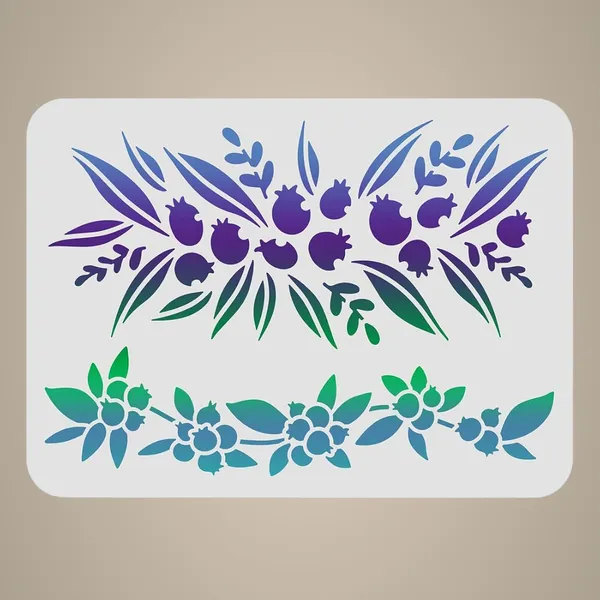 White_Blueberry_Border_Stencil_Reusable_Fruit_Pattern_Wall_Stencil_Home_Decor