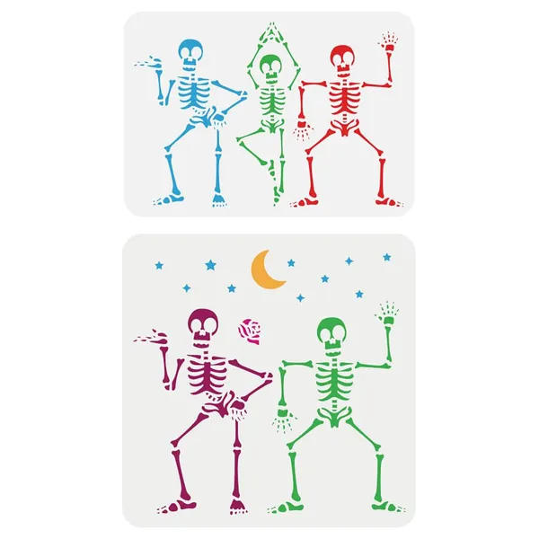 White_Dancing_Skeleton_Skull_Stencil_Skeleton_Dancer_Pattern_Home_Decor