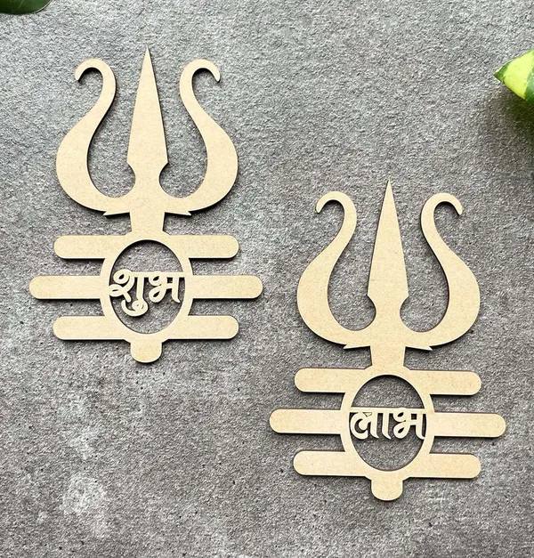Beige_Shubh_Labh_Trishul_Design_Wooden_Cutouts_Diy_And_Craft