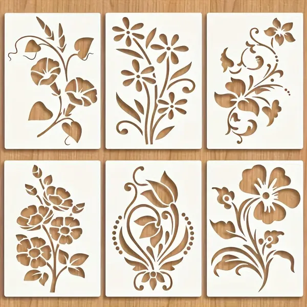 White_Plant_And_Flower_Painting_Stencils_Washable_Diy_Art_Templates_Diy_And_Craft