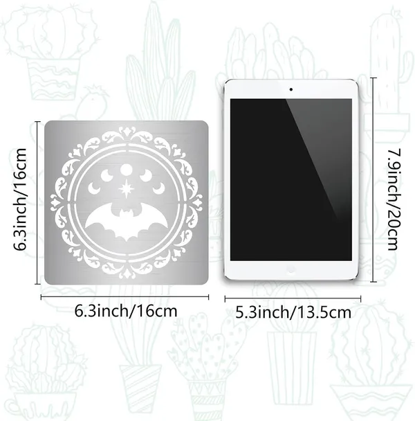 White_Moon_Phase_Bat_Metal_Stencil_Stainless_Steel_Drawing_Template_Diy_And_Craft
