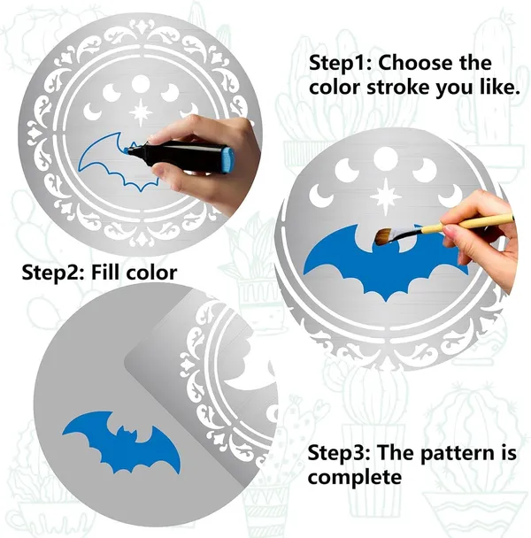 White_Moon_Phase_Bat_Metal_Stencil_Stainless_Steel_Drawing_Template_Diy_And_Craft