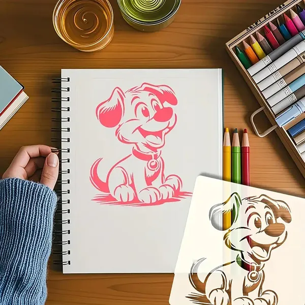 White_Dog_Themed_Stencil_Diy_And_Craft