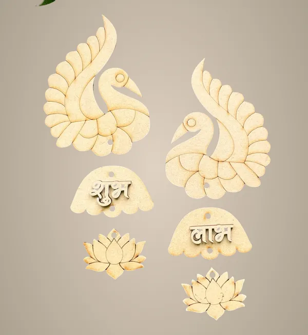 Beige_Shubh_Labh_Mayura_Design_Wooden_Cutouts_Diy_And_Craft
