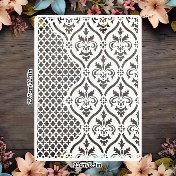 White_Elegant_Faux_Leather_Pattern_Stencil_Large_Reusable_Floral_Geometric_Mandala_Template_Home_Decor