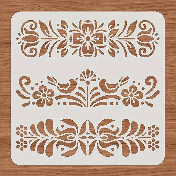 White_Reusable_Scandinavian_Style_Floral_Stencil_Pet_Folk_Art_Pattern_Diy_And_Craft