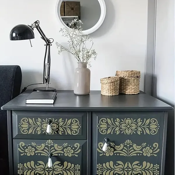 White_Reusable_Scandinavian_Style_Floral_Stencil_Pet_Folk_Art_Pattern_Diy_And_Craft