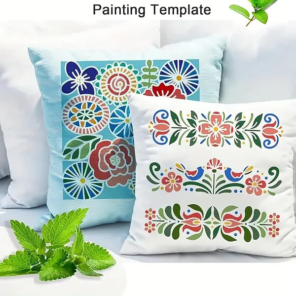 White_Reusable_Scandinavian_Style_Floral_Stencil_Pet_Folk_Art_Pattern_Diy_And_Craft