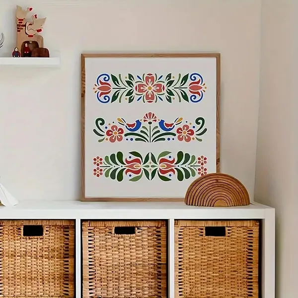 White_Reusable_Scandinavian_Style_Floral_Stencil_Pet_Folk_Art_Pattern_Diy_And_Craft