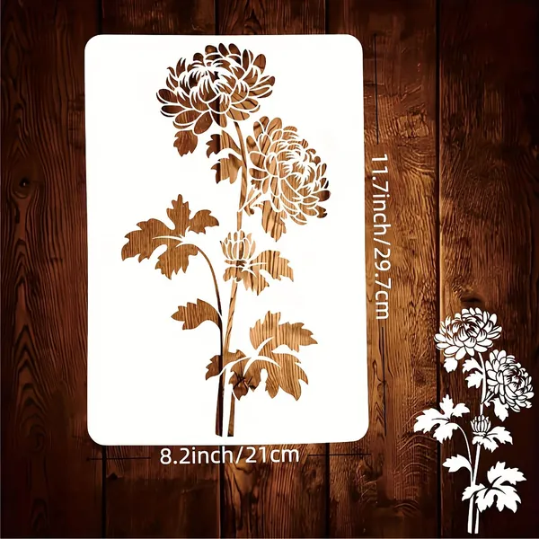 White_Chrysanthemum_Flower_Stencil_Plastictemplate_Diy_And_Craft