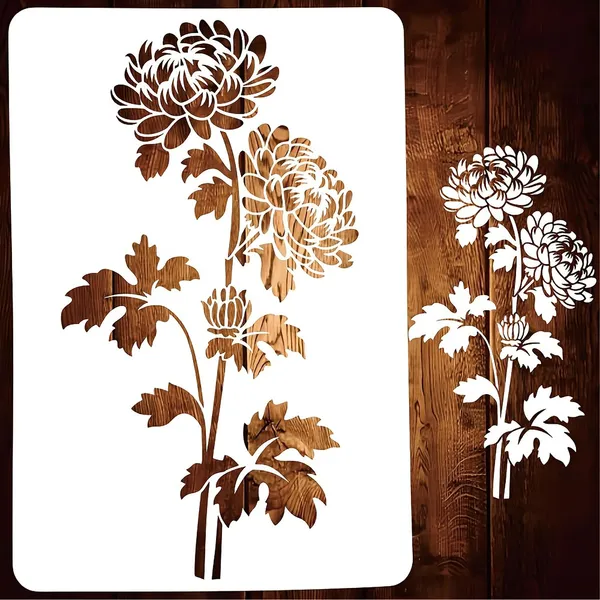 White_Chrysanthemum_Flower_Stencil_Plastictemplate_Diy_And_Craft