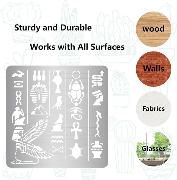 White_Pyramid_Metal_Stencil_Egyptian_Hieroglyphs_Nekhbet_Stainless_Steel_Drawing_Template_General