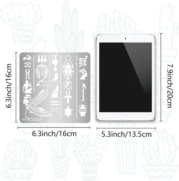 White_Pyramid_Metal_Stencil_Egyptian_Hieroglyphs_Nekhbet_Stainless_Steel_Drawing_Template_General