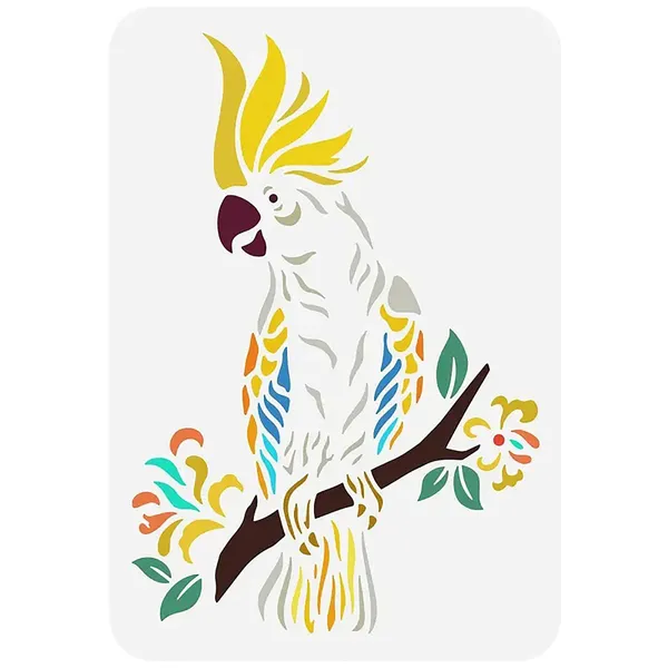White_Parrot_Stencil_Reusable_Plastic_Painting_Template_Diy_And_Craft