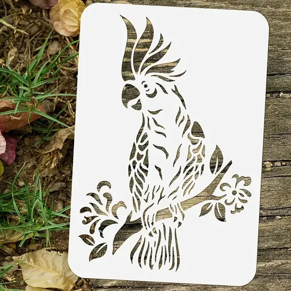 White_Parrot_Stencil_Reusable_Plastic_Painting_Template_Diy_And_Craft