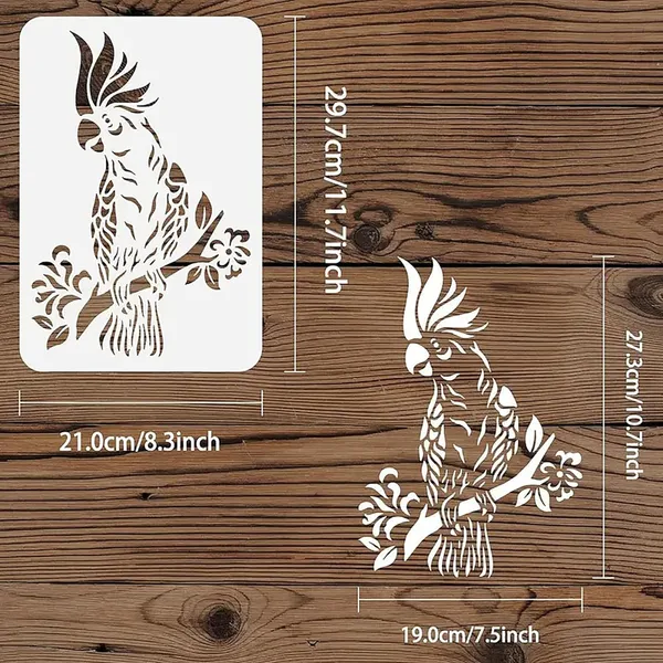 White_Parrot_Stencil_Reusable_Plastic_Painting_Template_Diy_And_Craft