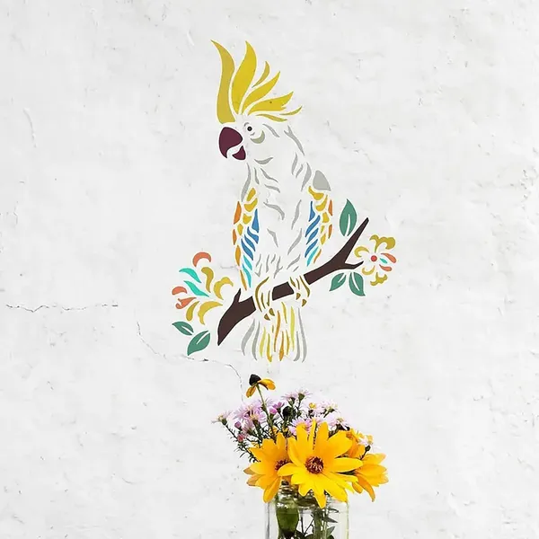 White_Parrot_Stencil_Reusable_Plastic_Painting_Template_Diy_And_Craft