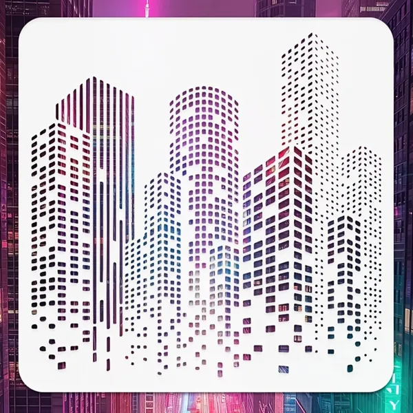White_Reusable_Skyscraper_Stencil_Template_Cm_Diy_And_Craft