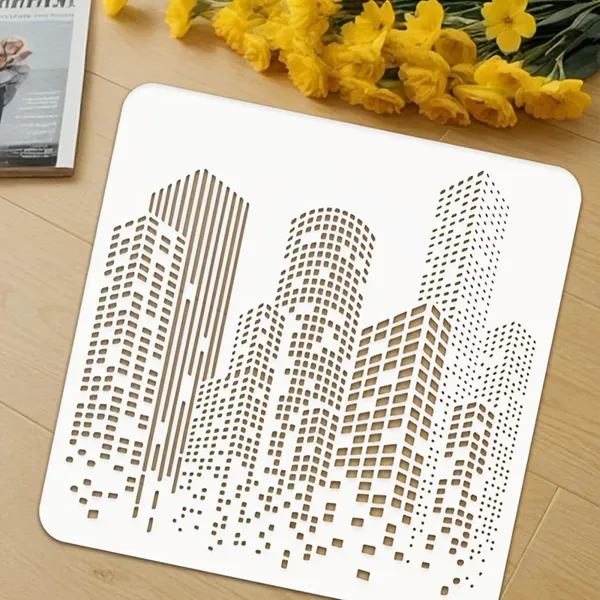 White_Reusable_Skyscraper_Stencil_Template_Cm_Diy_And_Craft