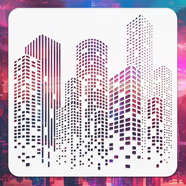 White_Reusable_Skyscraper_Stencil_Template_Cm_Diy_And_Craft