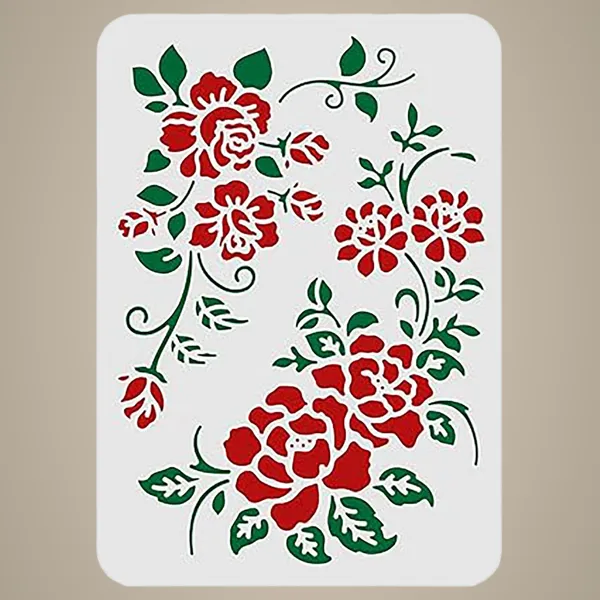 White_Rose_Stencil_Bouquet_Roses_Template_Reusable_Flower_Stencil_Home_Decor