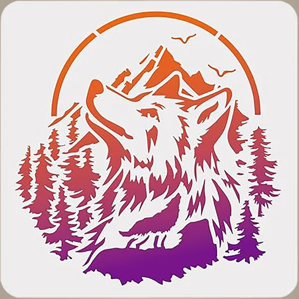 White_Wolf_Head_Stencil_Reusable_Wildlife_Template_Home_Decor