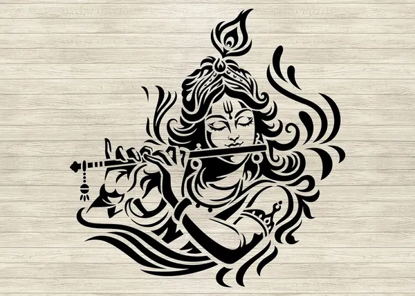 White_Shri_Krishna_Stencil_Home_Decor