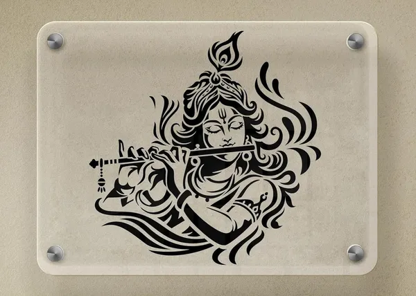 White_Shri_Krishna_Stencil_Home_Decor