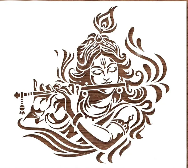White_Shri_Krishna_Stencil_Home_Decor