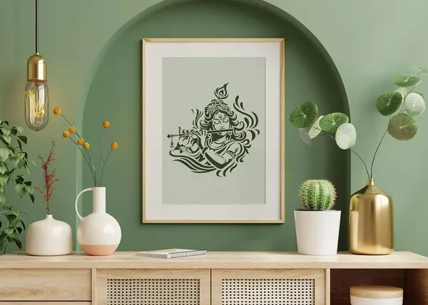 White_Shri_Krishna_Stencil_Home_Decor