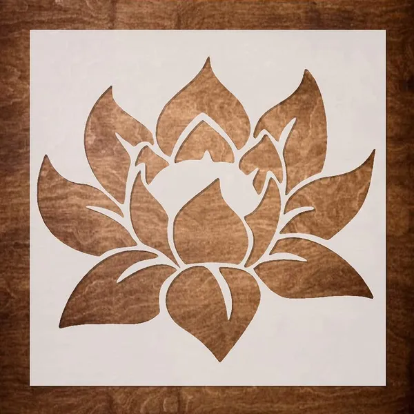 Beige_Wooden_Lotus_Stencil_Home_Decor