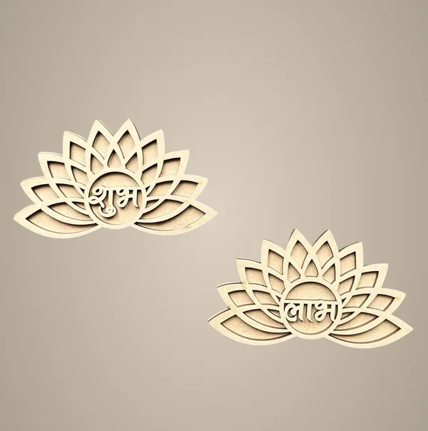 Beige_Shubh_Labh_Lotus_Shape_Wooden_Cutouts_Diy_And_Craft
