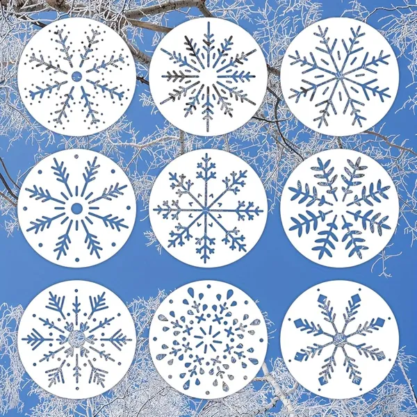 White_Snowflake_Embroidery_Templates_Styles_Reusable_Painting_Stencils_General