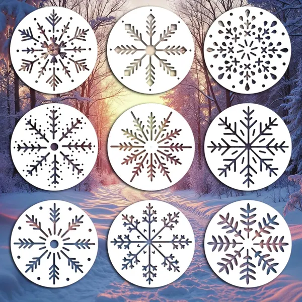White_Snowflake_Embroidery_Templates_Styles_Reusable_Painting_Stencils_General