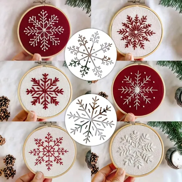 White_Snowflake_Embroidery_Templates_Styles_Reusable_Painting_Stencils_General